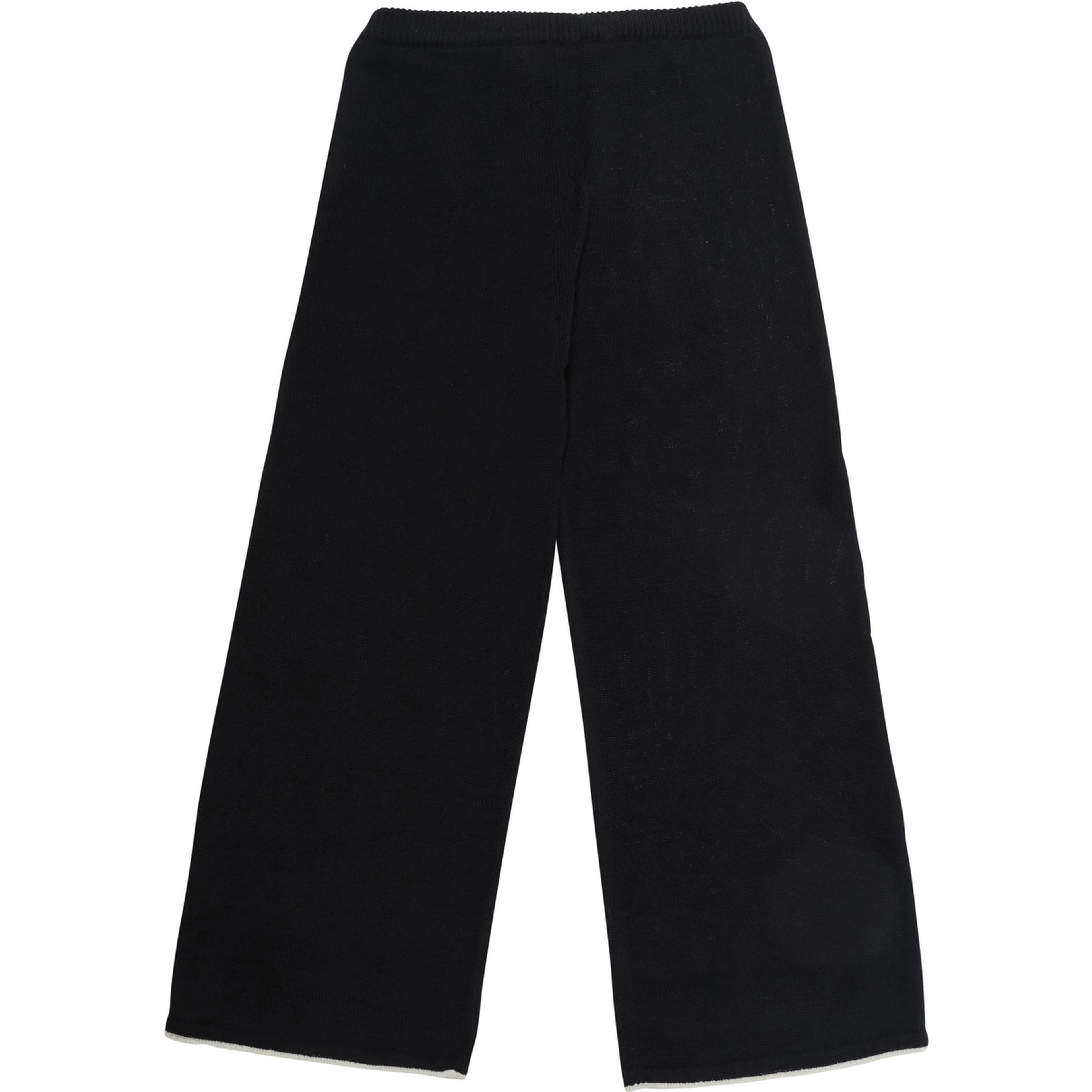 Black Pants with contrasting stripes on the side and logo lettering on the front in wool blend Girl