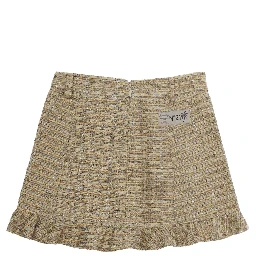 beige Skirt with logo patch on the front in Tech Fabric and wool for Girl