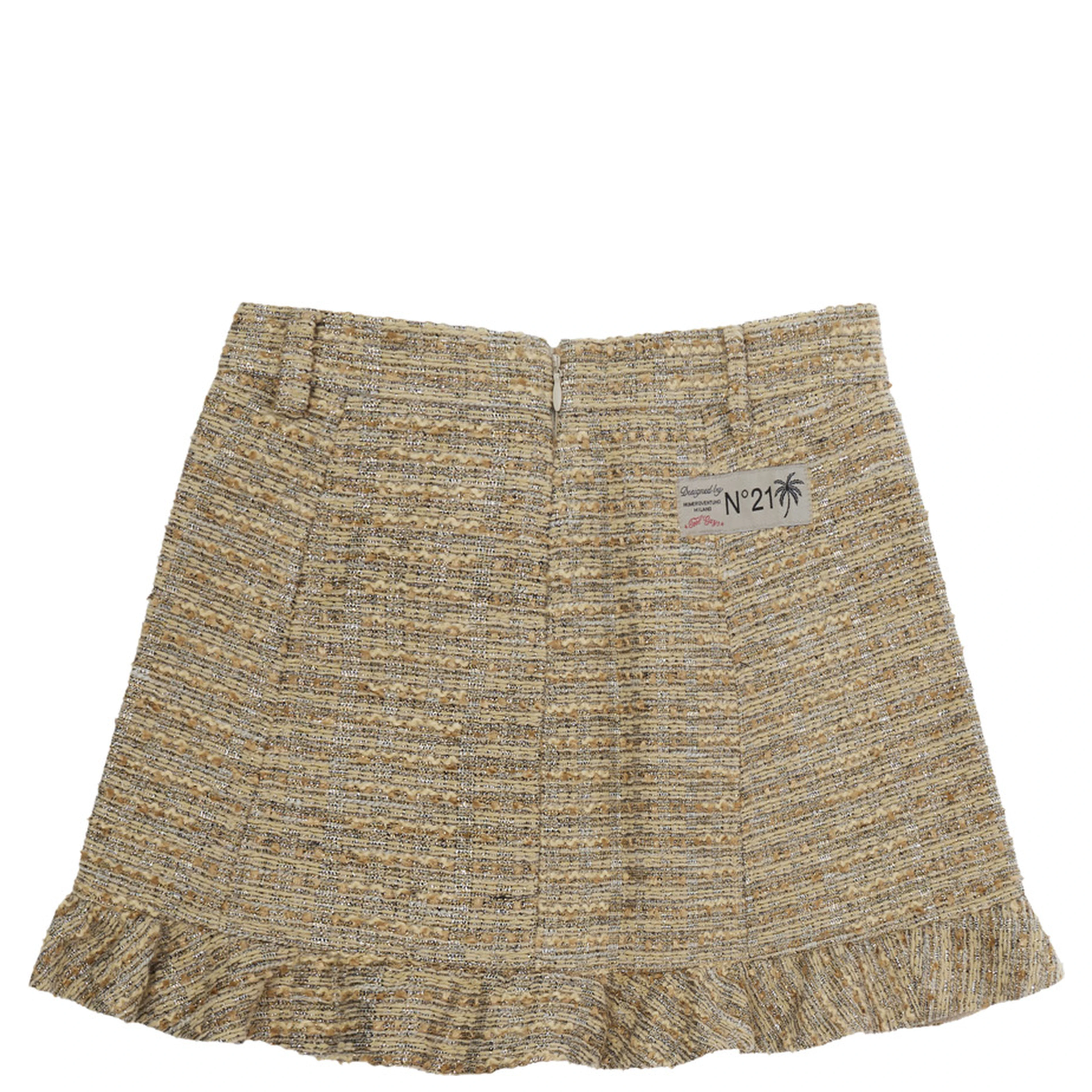 beige Skirt with logo patch on the front in Tech Fabric and wool for Girl