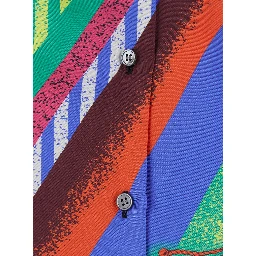multicolor Shirt with classic collar and all-over print in silk for women