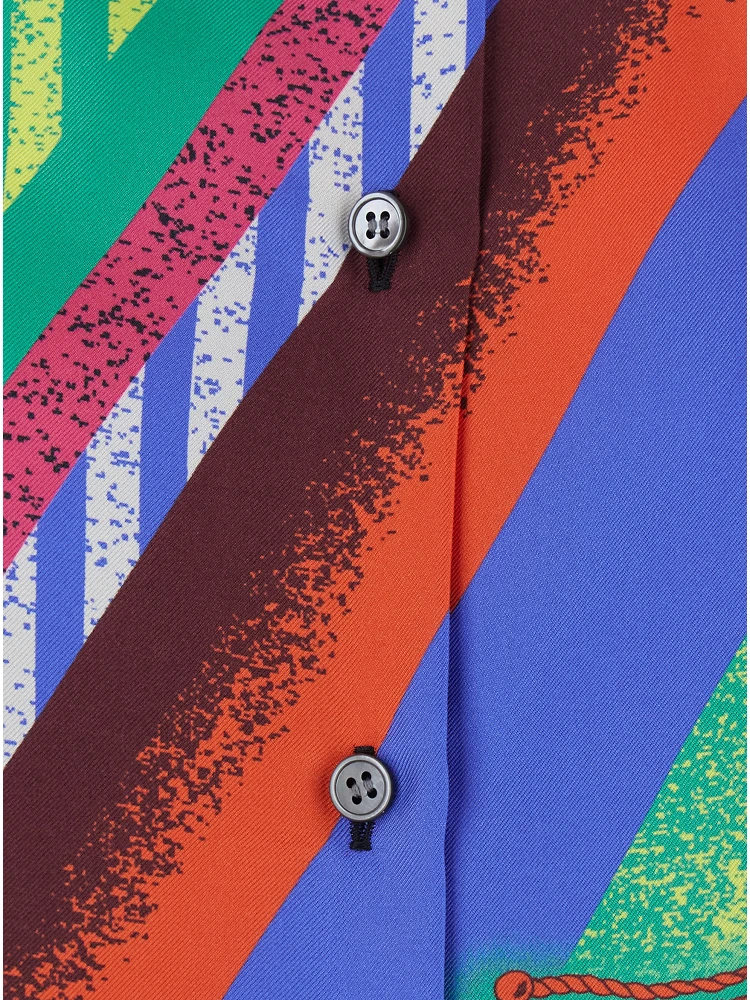 multicolor Shirt with classic collar and all-over print in silk for women alternative