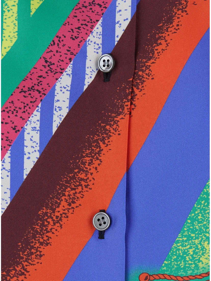 multicolor Shirt with classic collar and all-over print in silk for women