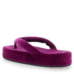 Jet Leg Violet sandals with Thong Design and Logo Lettering on the Strap in Cotton Blend for Women