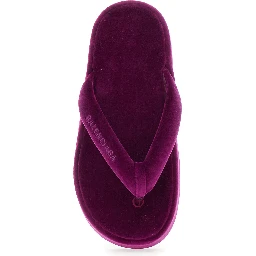 Jet Leg Violet sandals with Thong Design and Logo Lettering on the Strap in Cotton Blend for Women