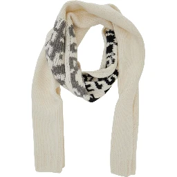 Unisex scarf with wool and nylon details in white for Boy