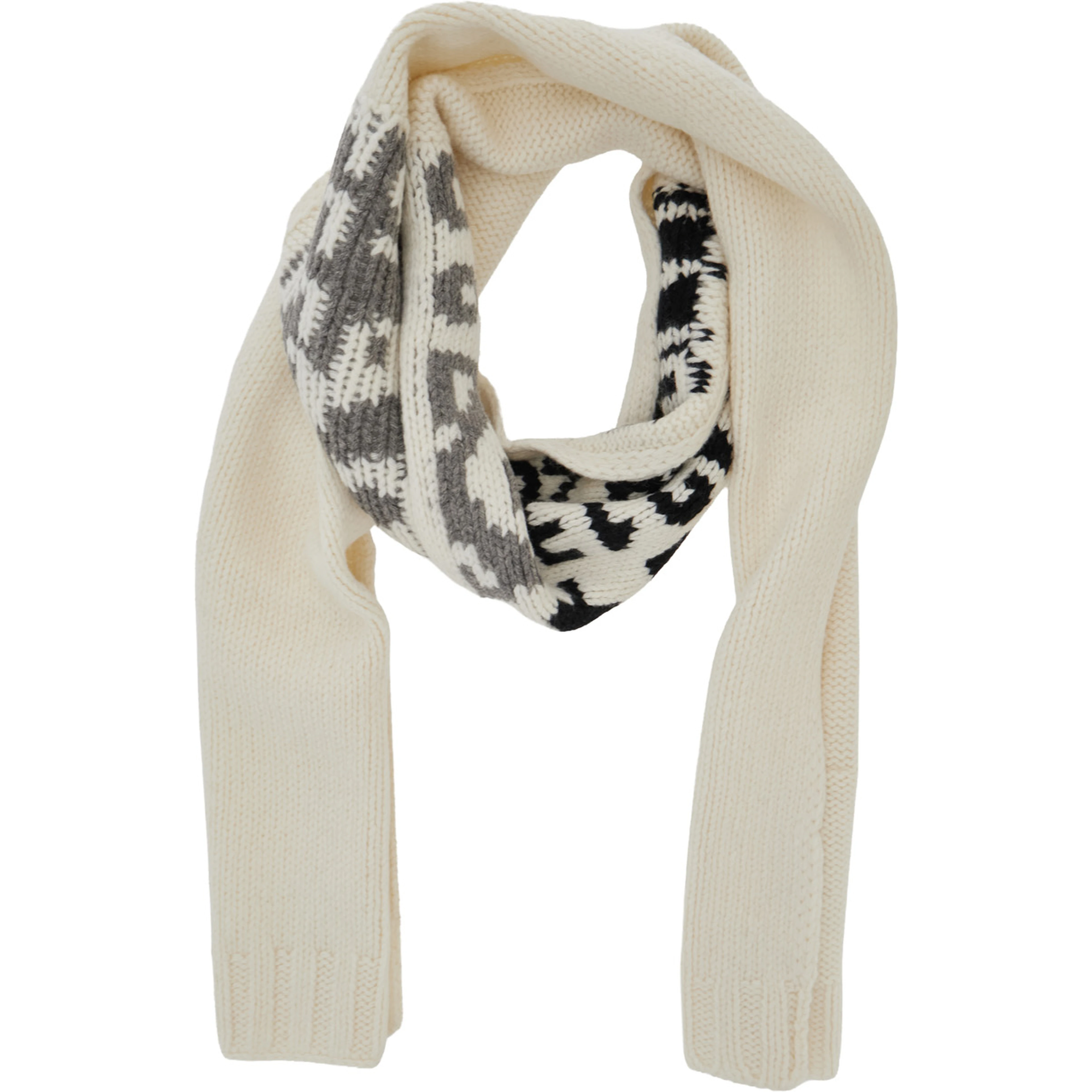 Unisex scarf with wool and nylon details in white for Boy