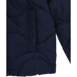 blue Down jacket with quilted design and fixed hood in Tech Fabric for girl