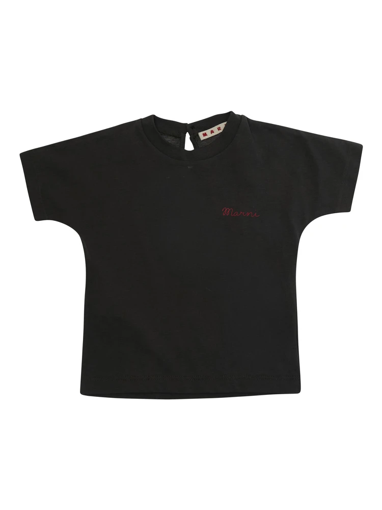 Grey T-shirt with logo lettering on the front in cotton baby