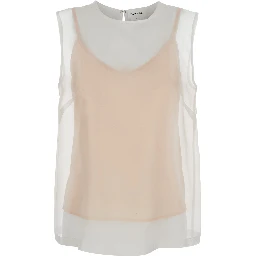 White Silk Blouse with Semi-Transparent Design for Women