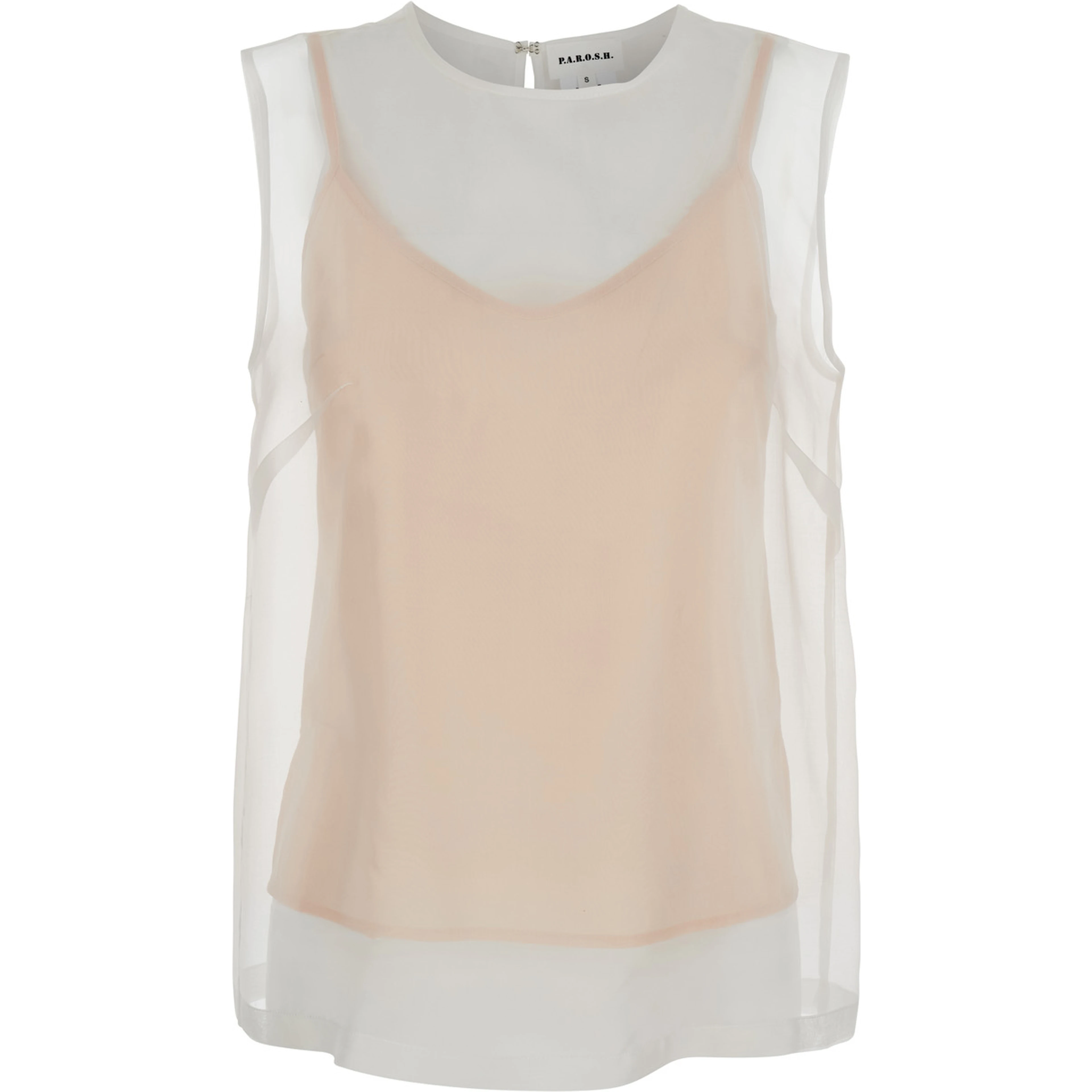 White Silk Blouse with Semi-Transparent Design for Women