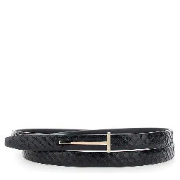 semi shiny printed python f/c belt