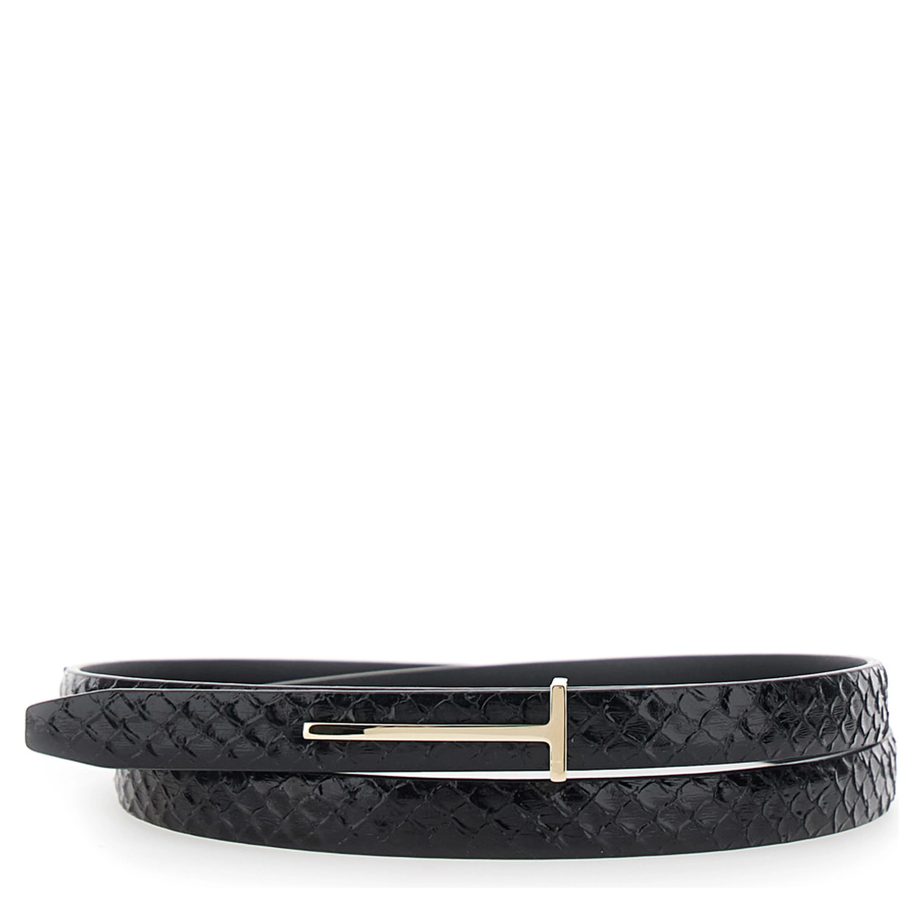 semi shiny printed python f/c belt