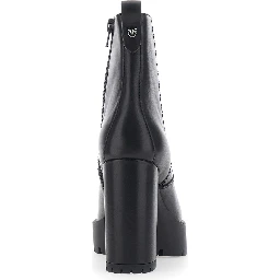 CLARA Black Ankle Boots with high heel and serrated sole in Leather Women