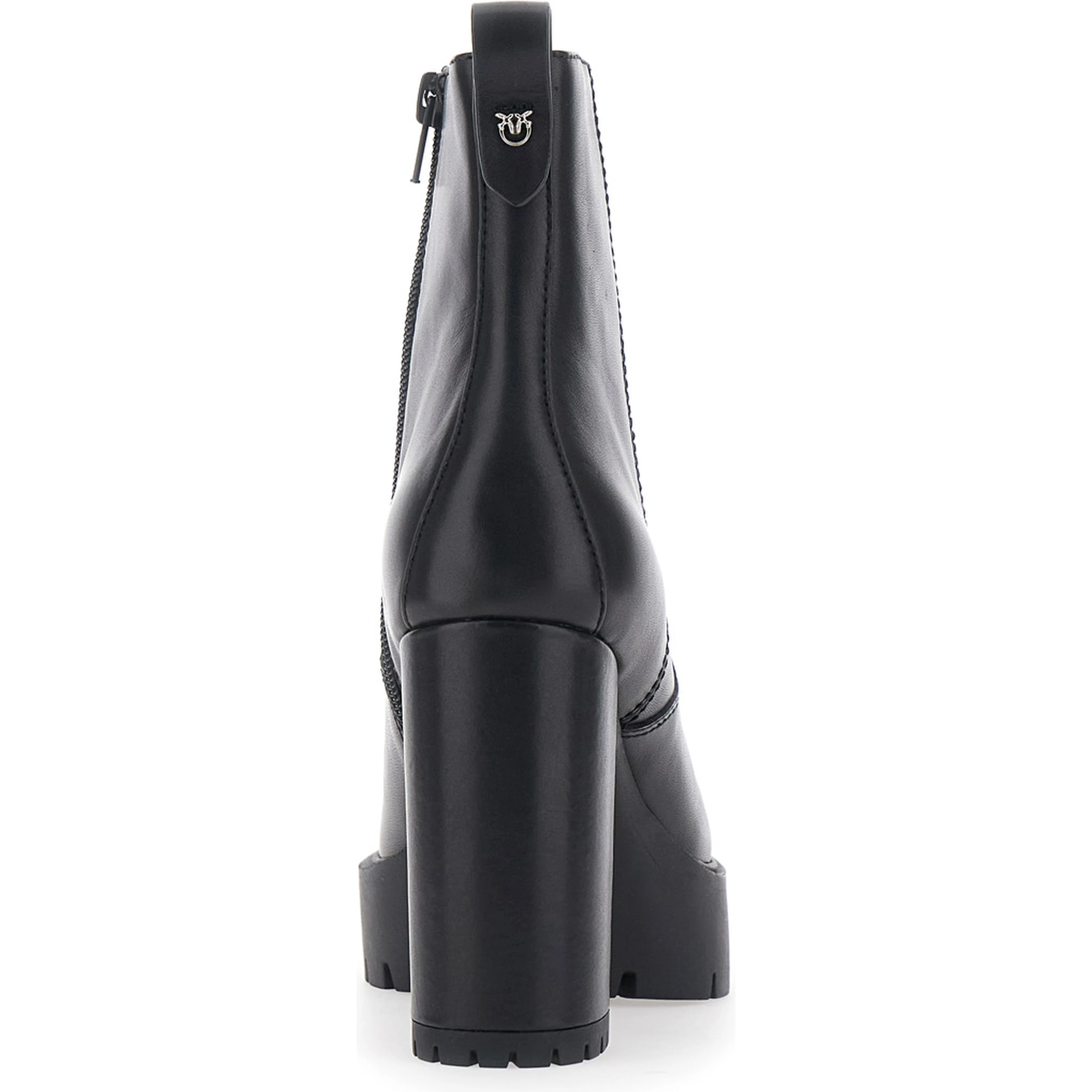 CLARA Black Ankle Boots with high heel and serrated sole in Leather Women