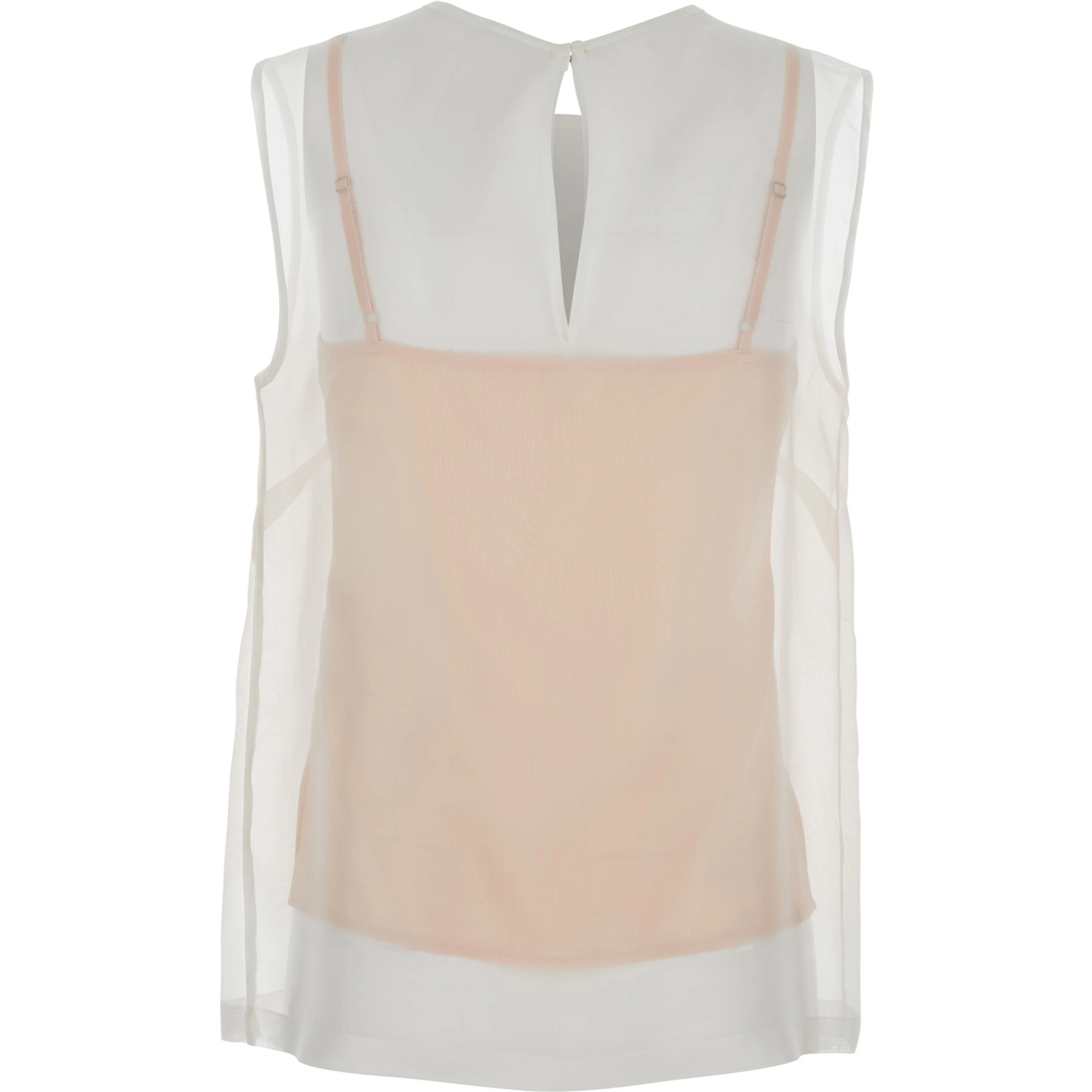 White Silk Blouse with Semi-Transparent Design for Women