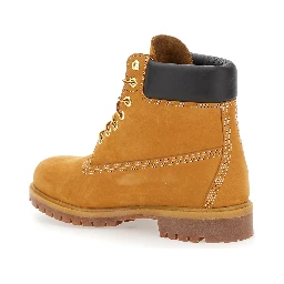 Beige Premium Lace-Up Ankle Boots with Logo Imprint on the Side in Leather for Men