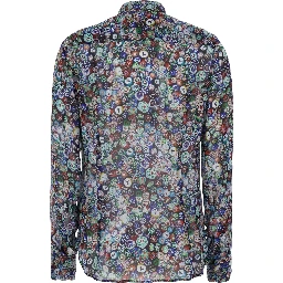 Chowy Multicolor Shirt with classic collar and all-over embroidery in viscose for women