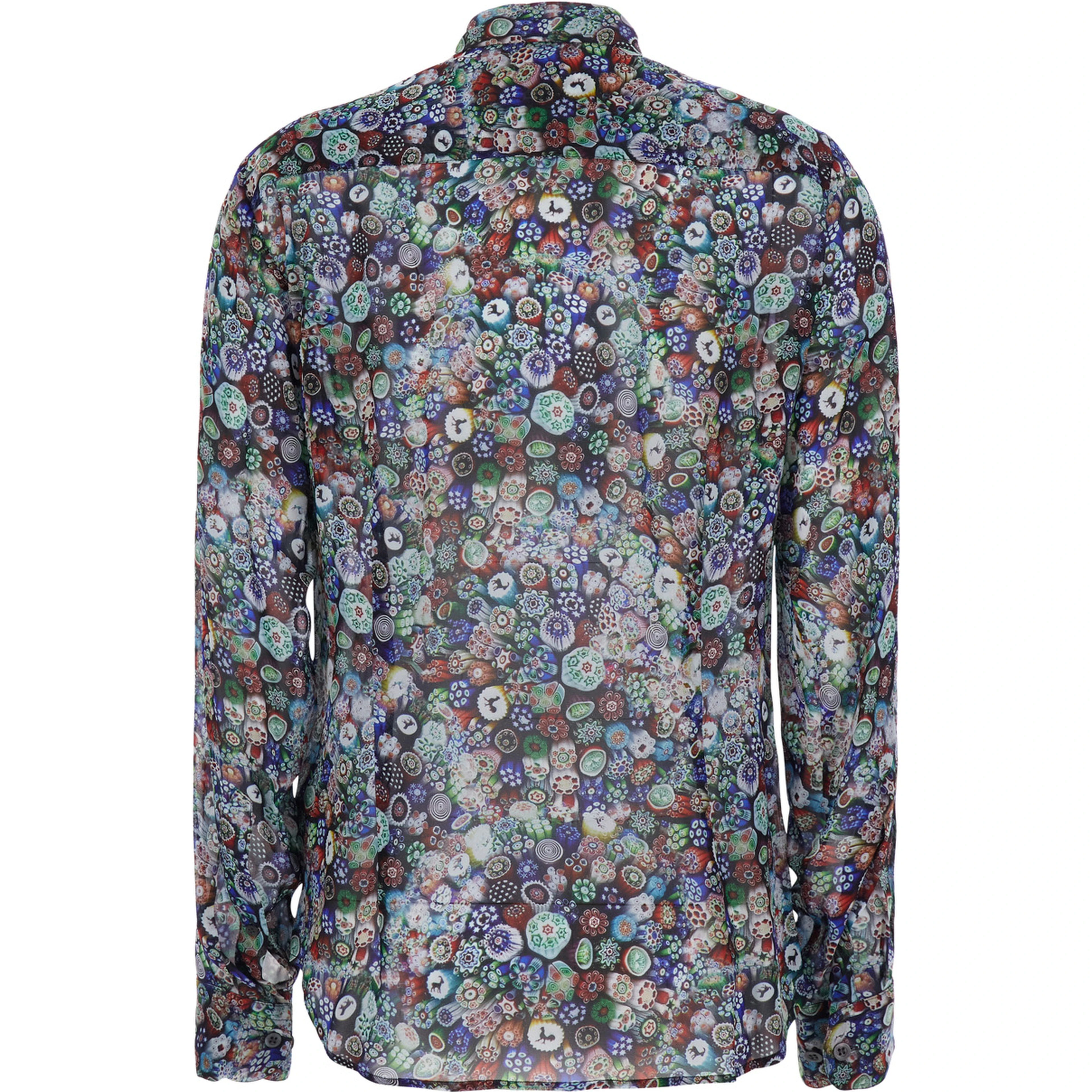 Chowy Multicolor Shirt with classic collar and all-over embroidery in viscose for women
