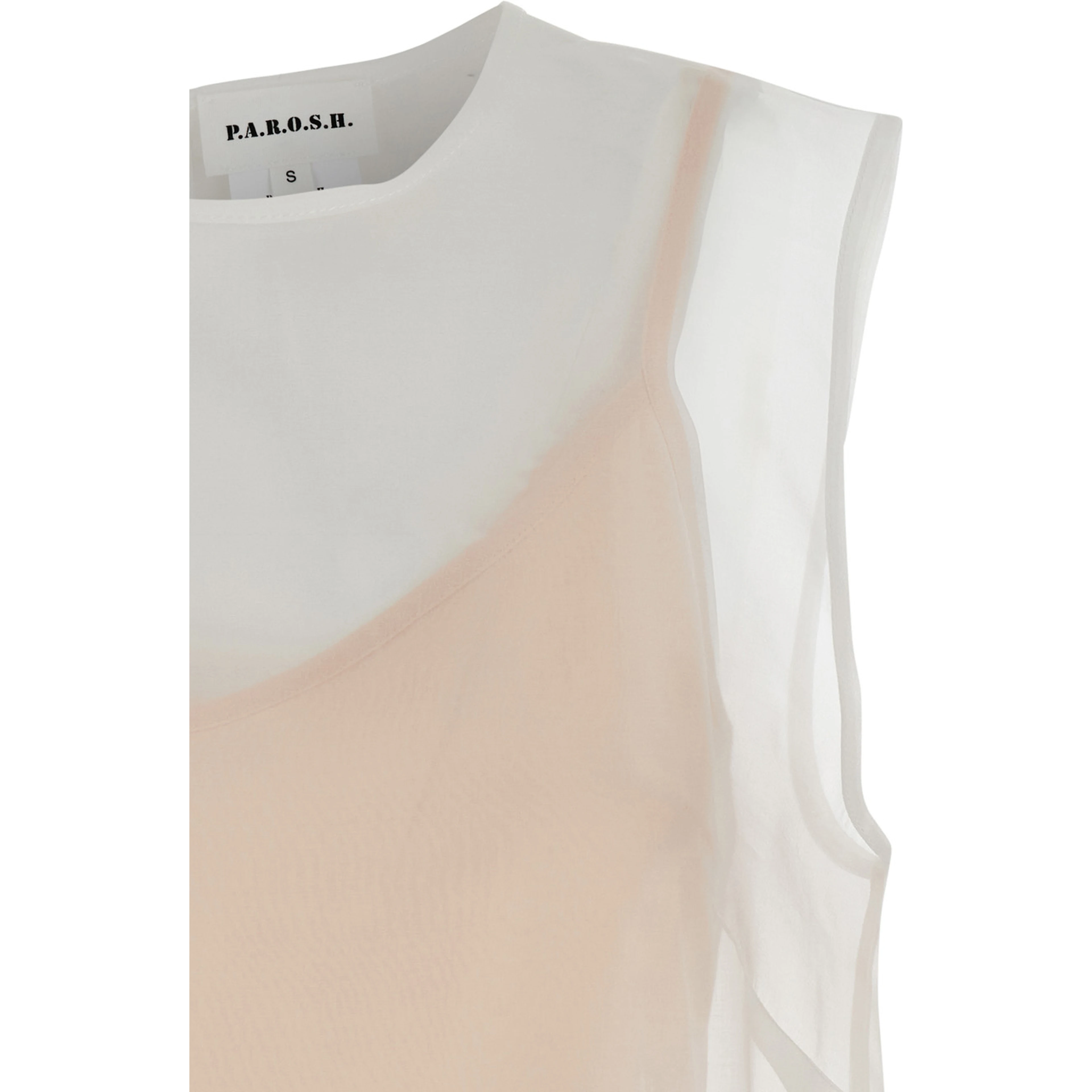 White Silk Blouse with Semi-Transparent Design for Women