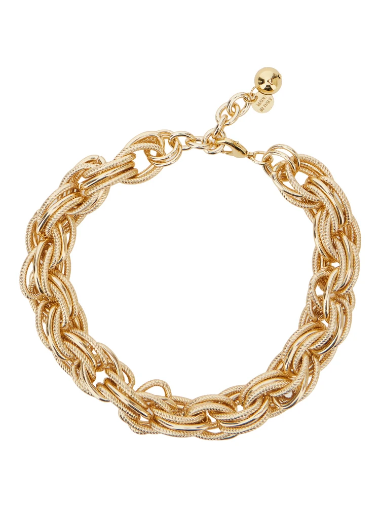 CORALIE gold-colored Necklace with large link design in agate for women