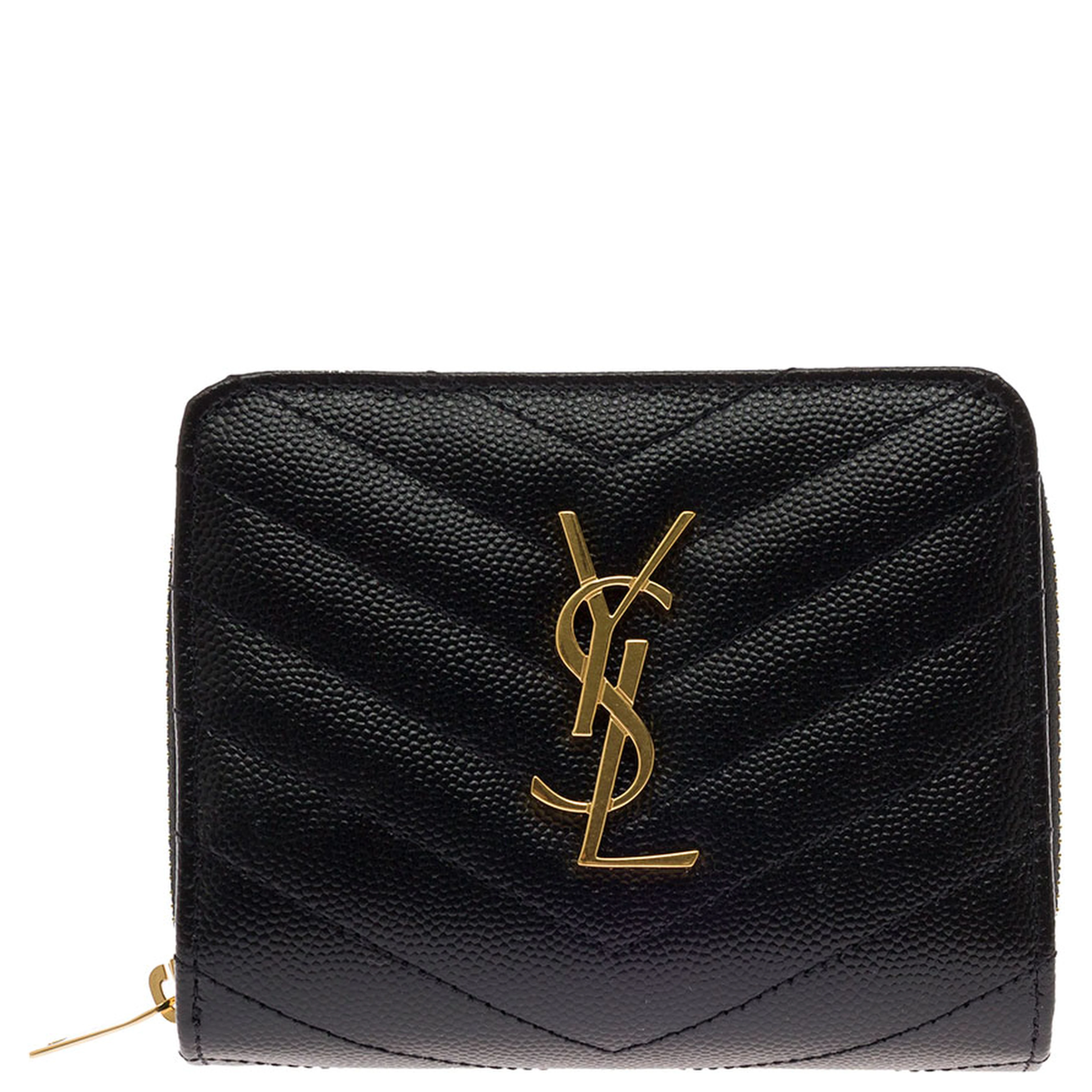 Wallet with Cassandre Plate on the Front in Black Leather for Women