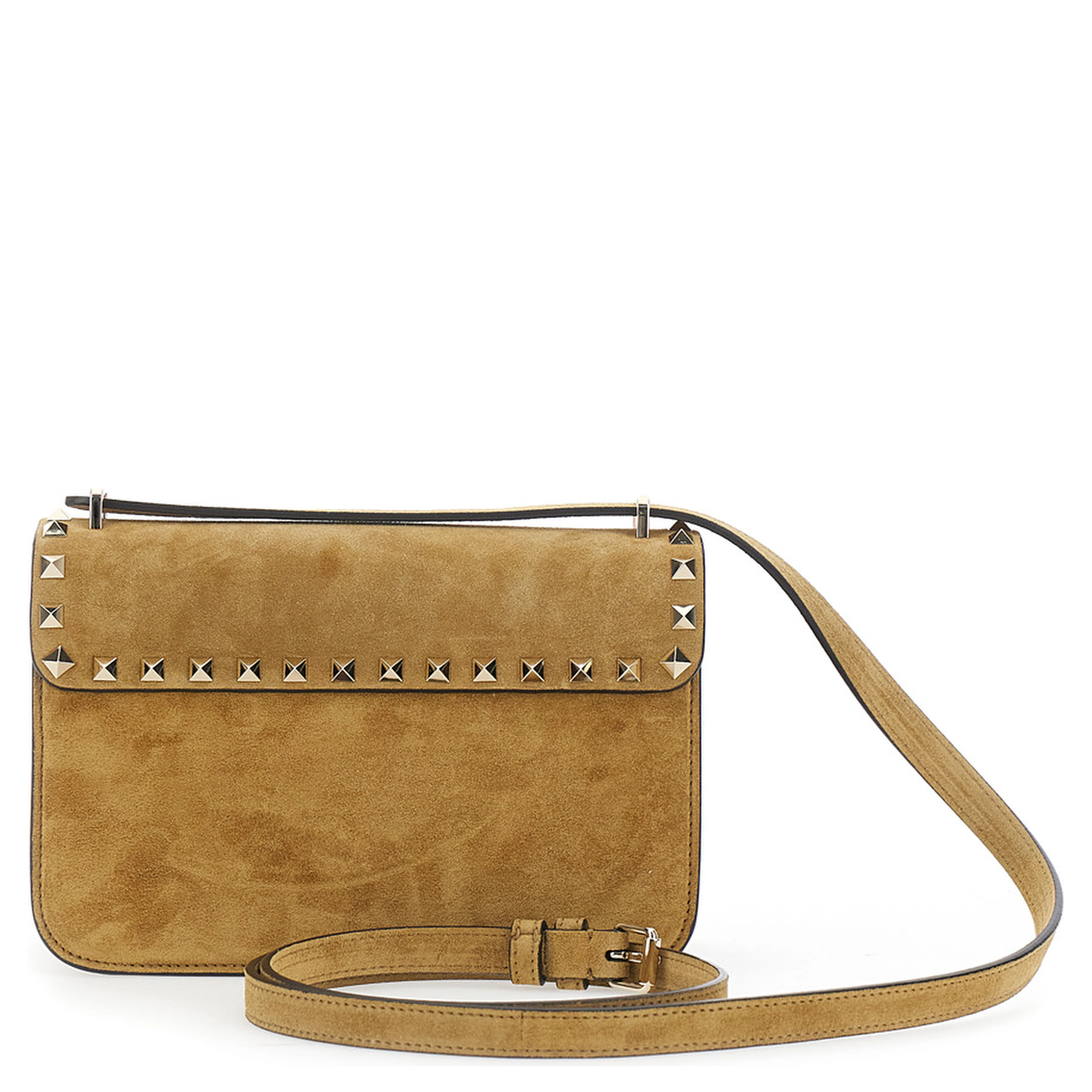 Beige Crossbody bag with Envelope Design and Rockstud Decoration in Suede for Women