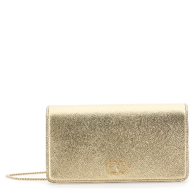 Metallic Mini bag with VLogo plaque on the front and all-over rhinestones in leather for women