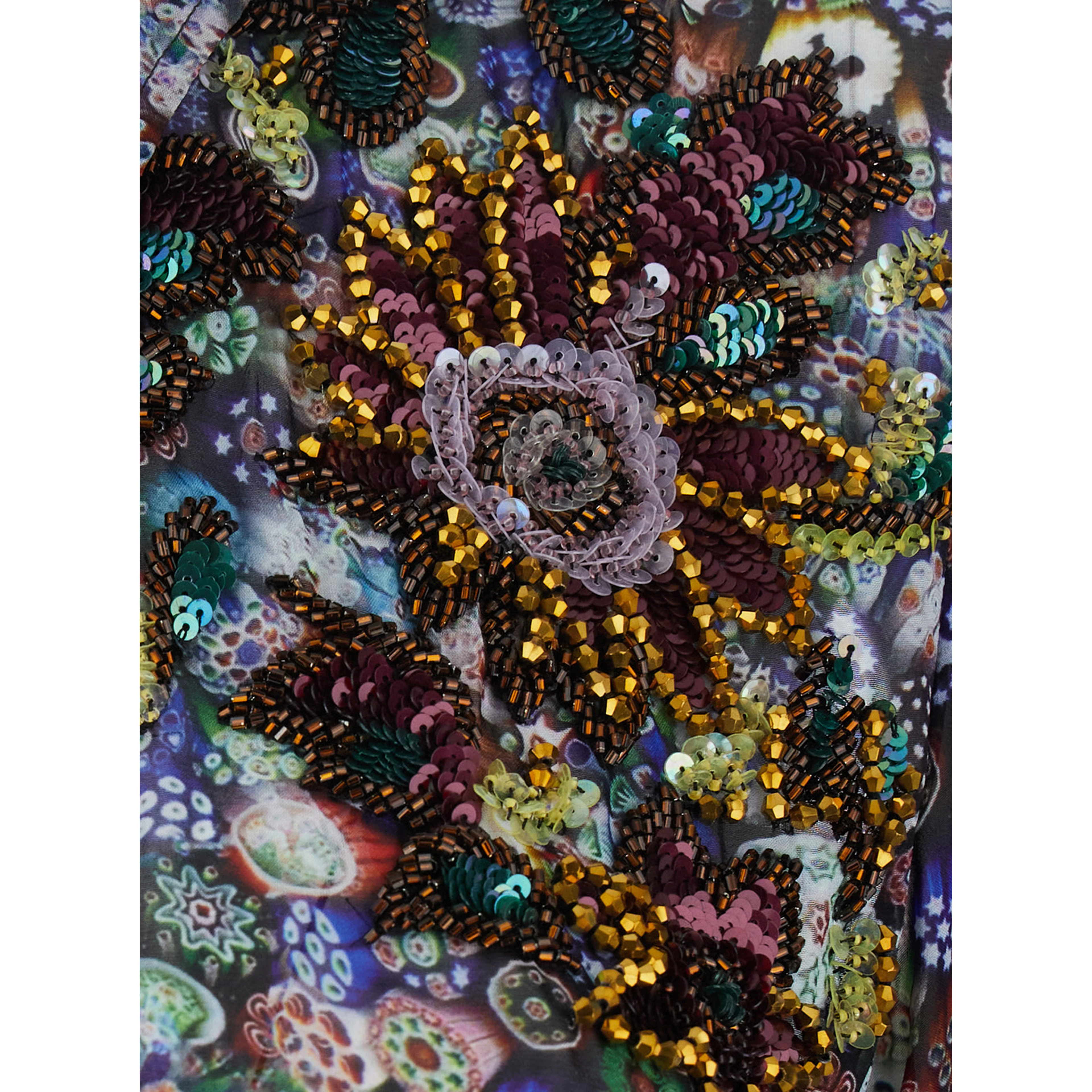 Chowy Multicolor Shirt with classic collar and all-over embroidery in viscose for women