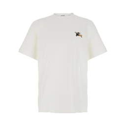 White T-shirt with embroidered EKD logo on the front in Cotton for men