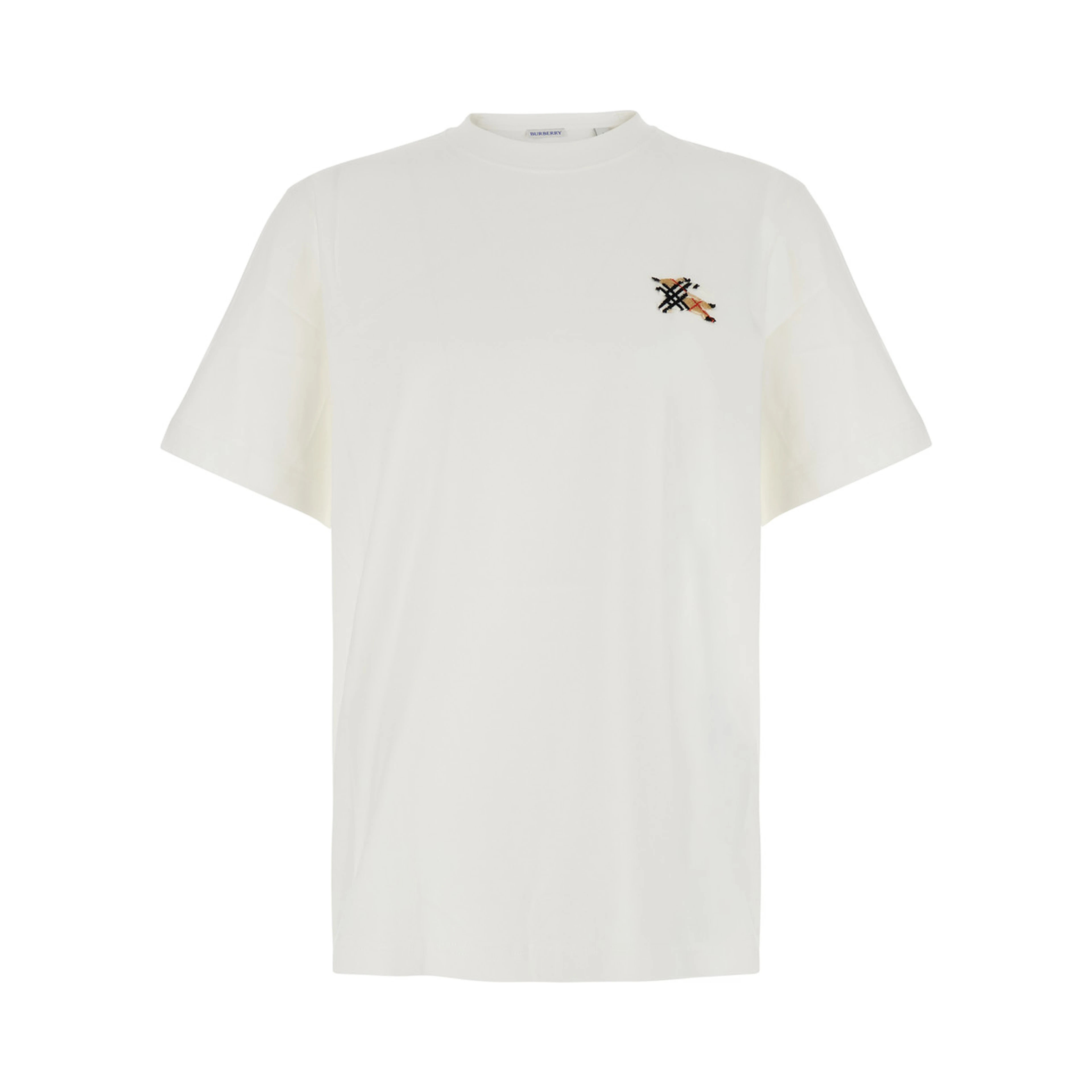 White T-shirt with embroidered EKD logo on the front in Cotton for men