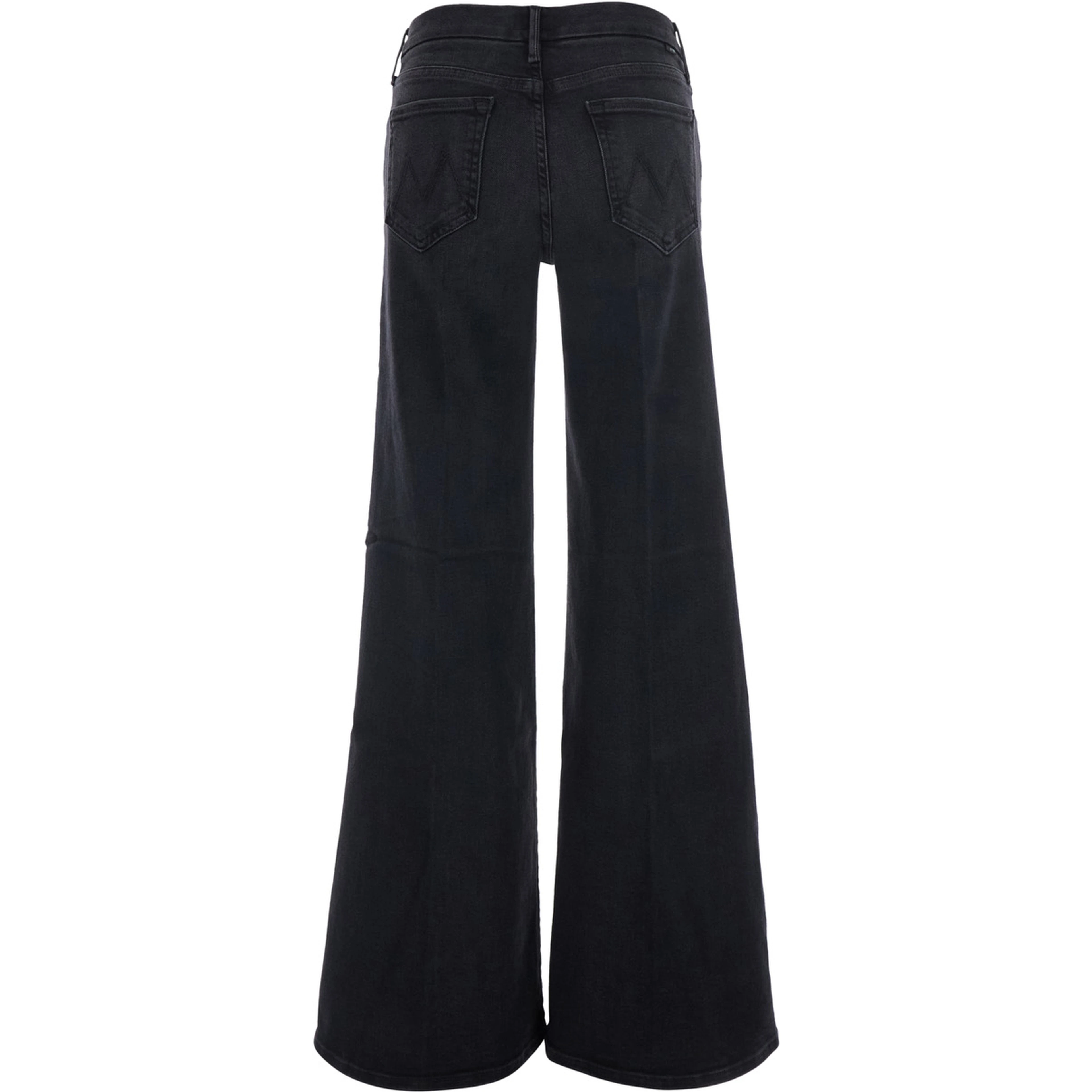 The Roller Sneak Gray Jeans with Wide Leg and Logo Embroidery on the Back in Denim for Women