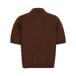 DIANA brown Sweater with polo collar and motif with diamonds in virgin wool for women