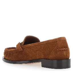 MARIAN brown Loafer with Gancini plaque on the front in suede for women