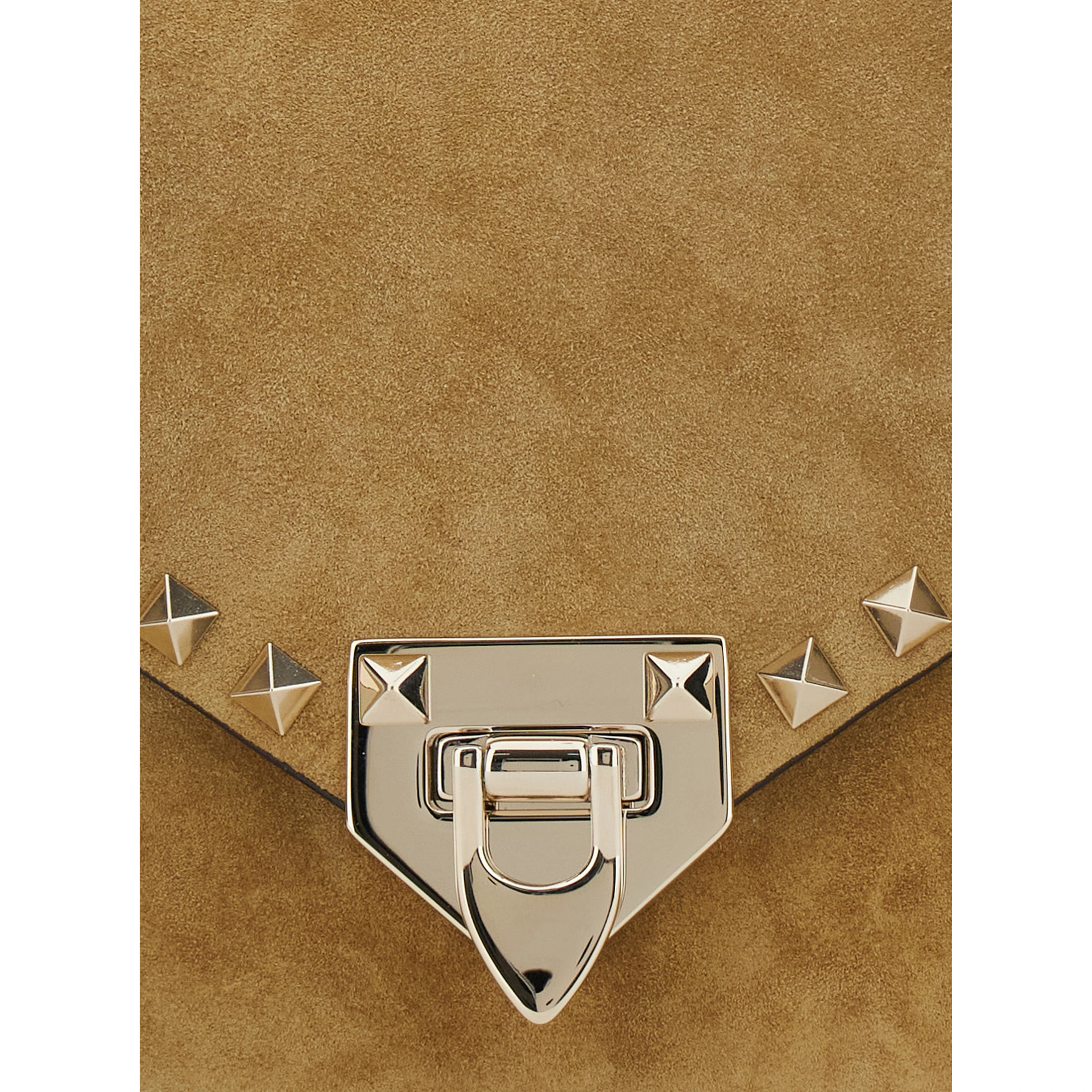 Beige Crossbody bag with Envelope Design and Rockstud Decoration in Suede for Women