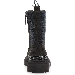 Brown Ankle Boots with Lace Closure and Monil Detail on the Back in Suede for Women