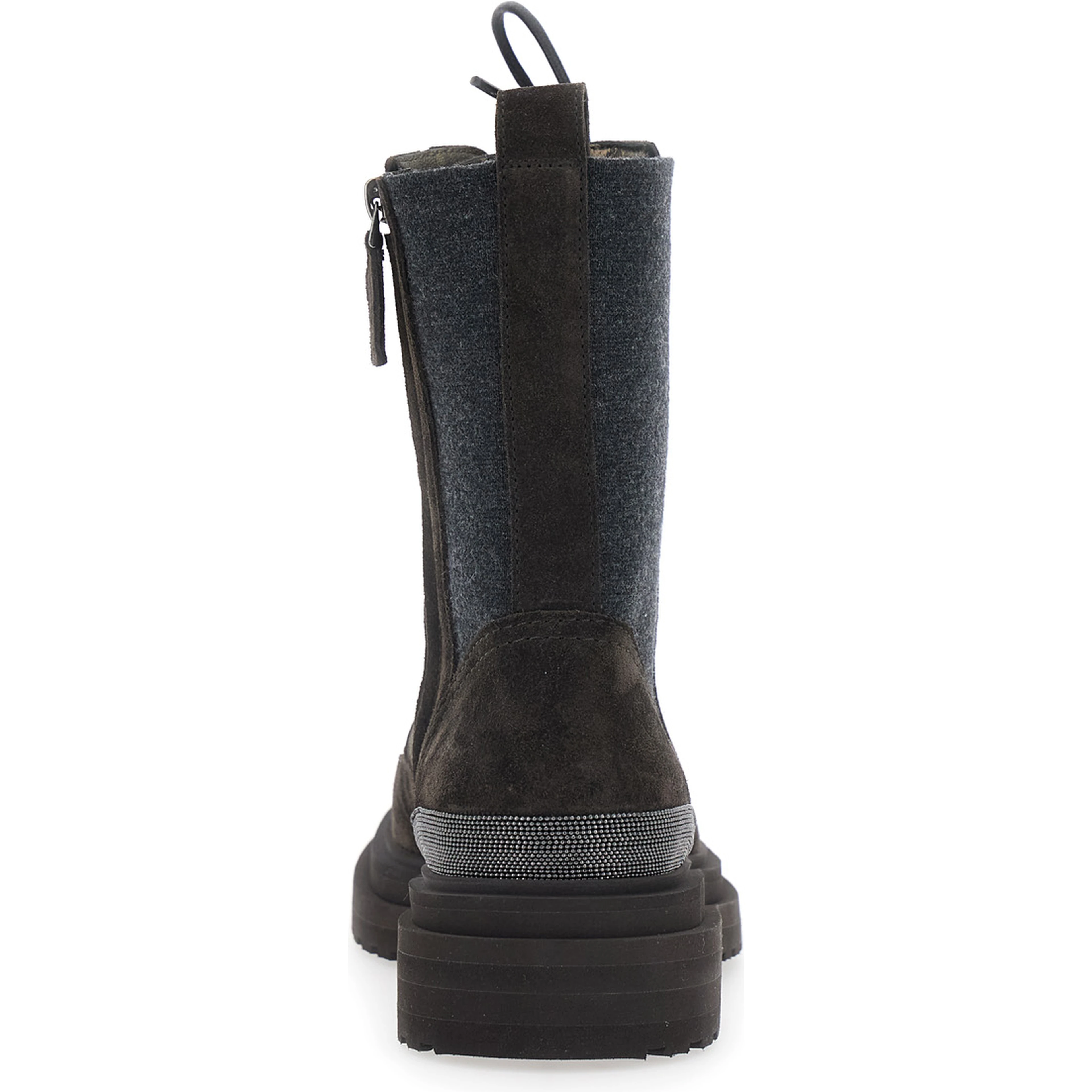 Brown Ankle Boots with Lace Closure and Monil Detail on the Back in Suede for Women