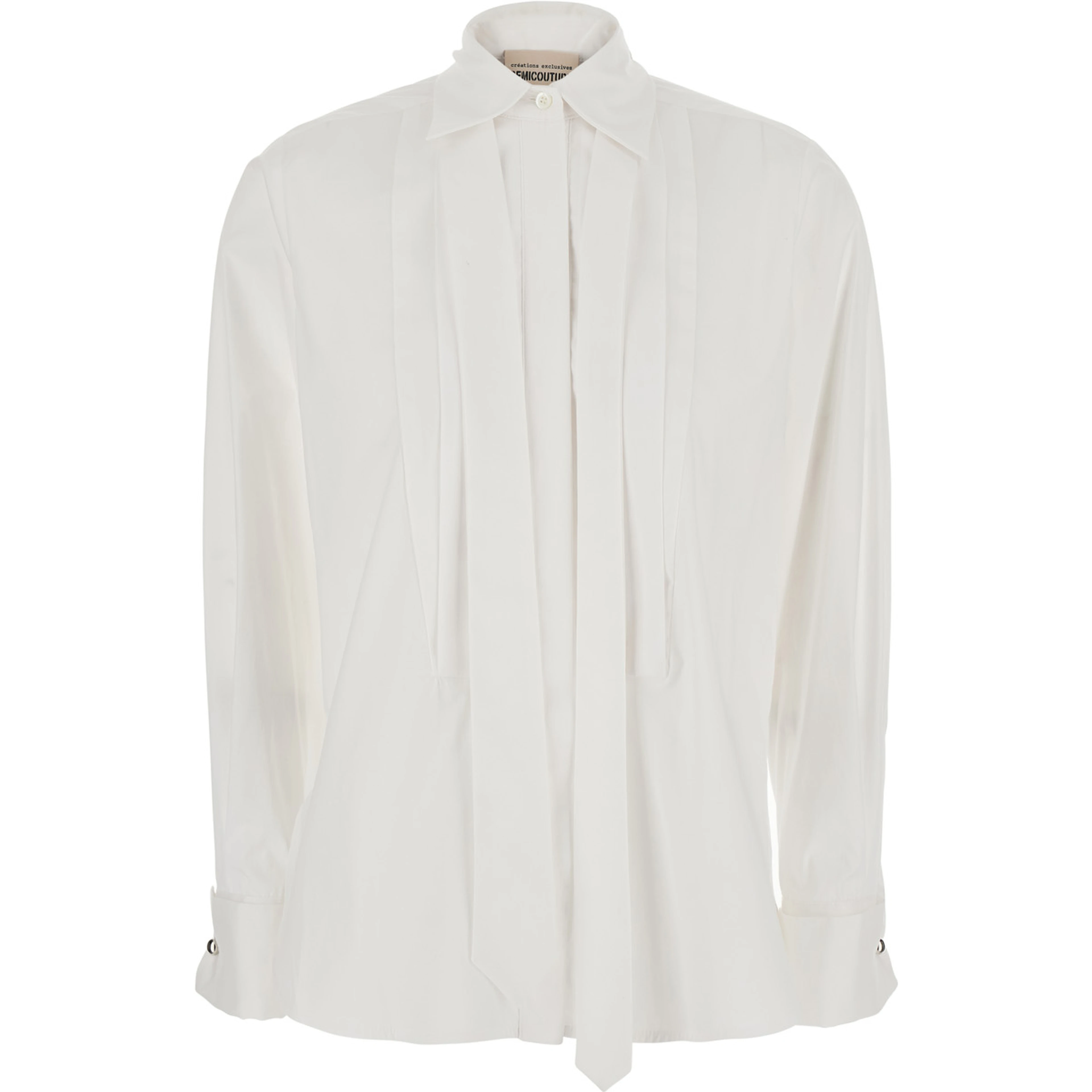 GRACIE White Shirt with pointed collar and stripes on the front in Cotton for women