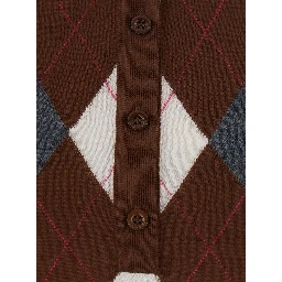 DIANA brown Sweater with polo collar and motif with diamonds in virgin wool for women