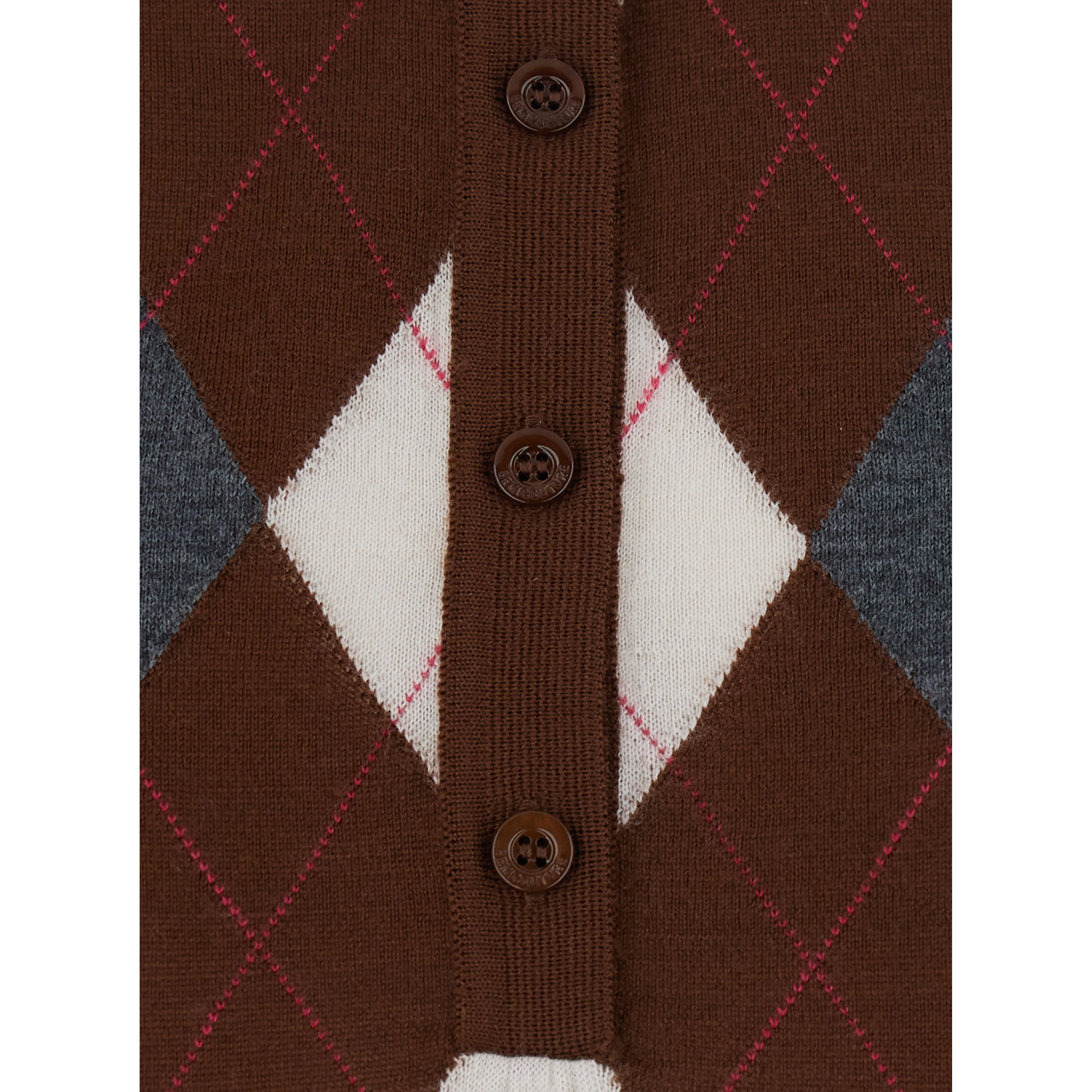 DIANA brown Sweater with polo collar and motif with diamonds in virgin wool for women