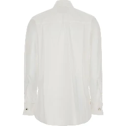 GRACIE White Shirt with pointed collar and stripes on the front in Cotton for women