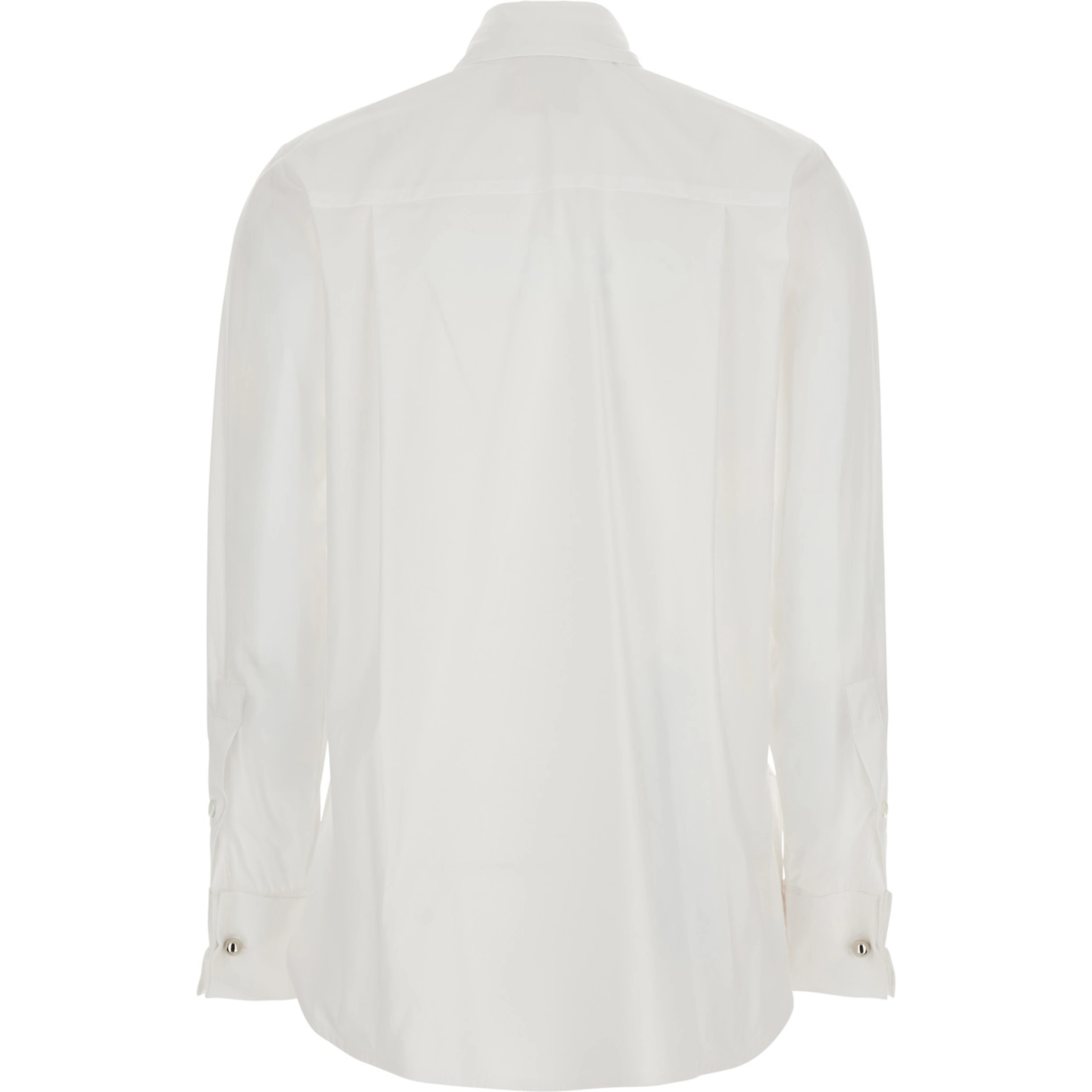 GRACIE White Shirt with pointed collar and stripes on the front in Cotton for women