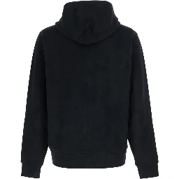 SCOTT Black Hoodie with fixed hood and logo patch on the front in Cotton for men