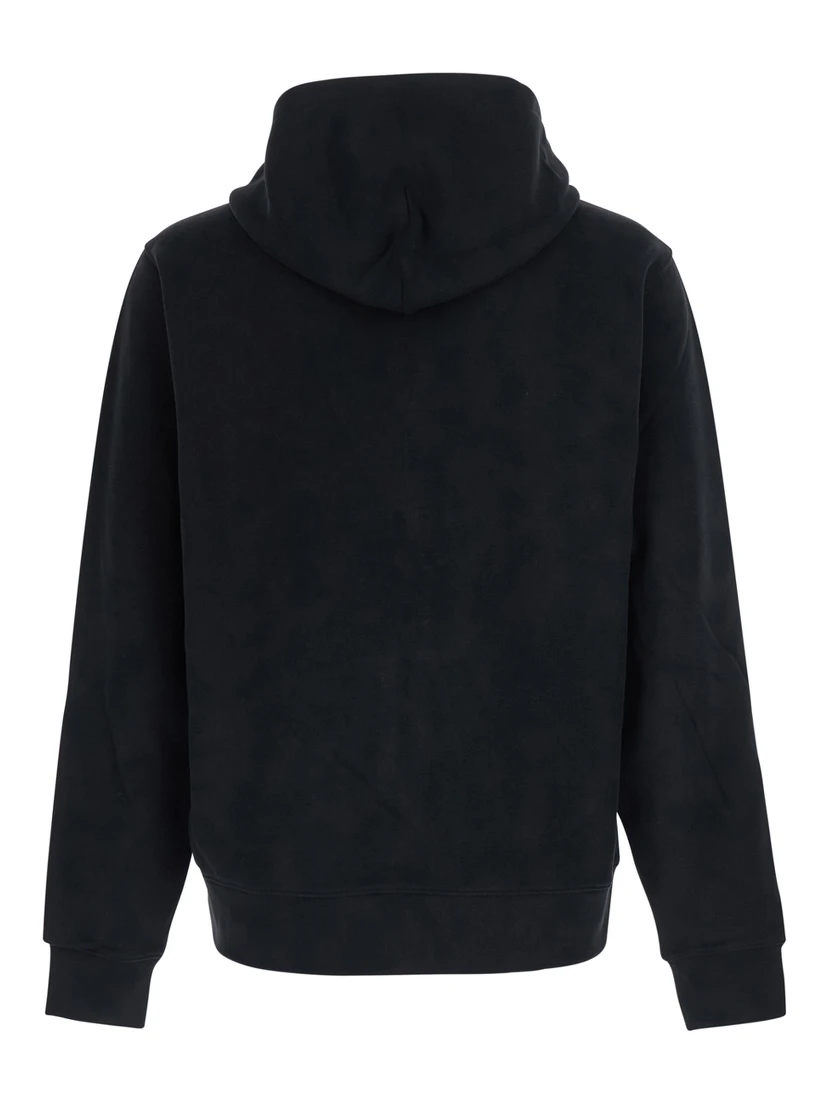 SCOTT Black Hoodie with fixed hood and logo patch on the front in Cotton for men