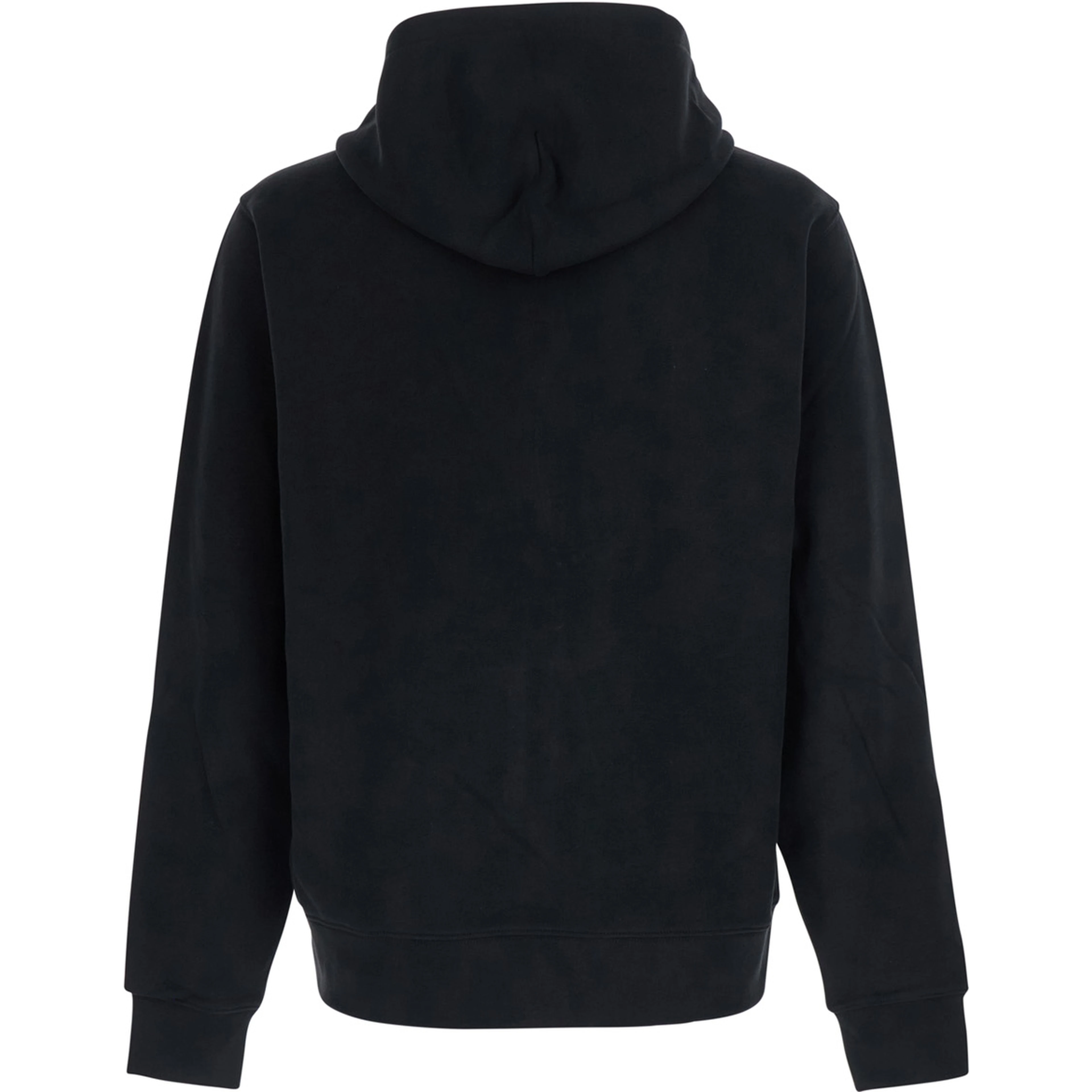 SCOTT Black Hoodie with fixed hood and logo patch on the front in Cotton for men