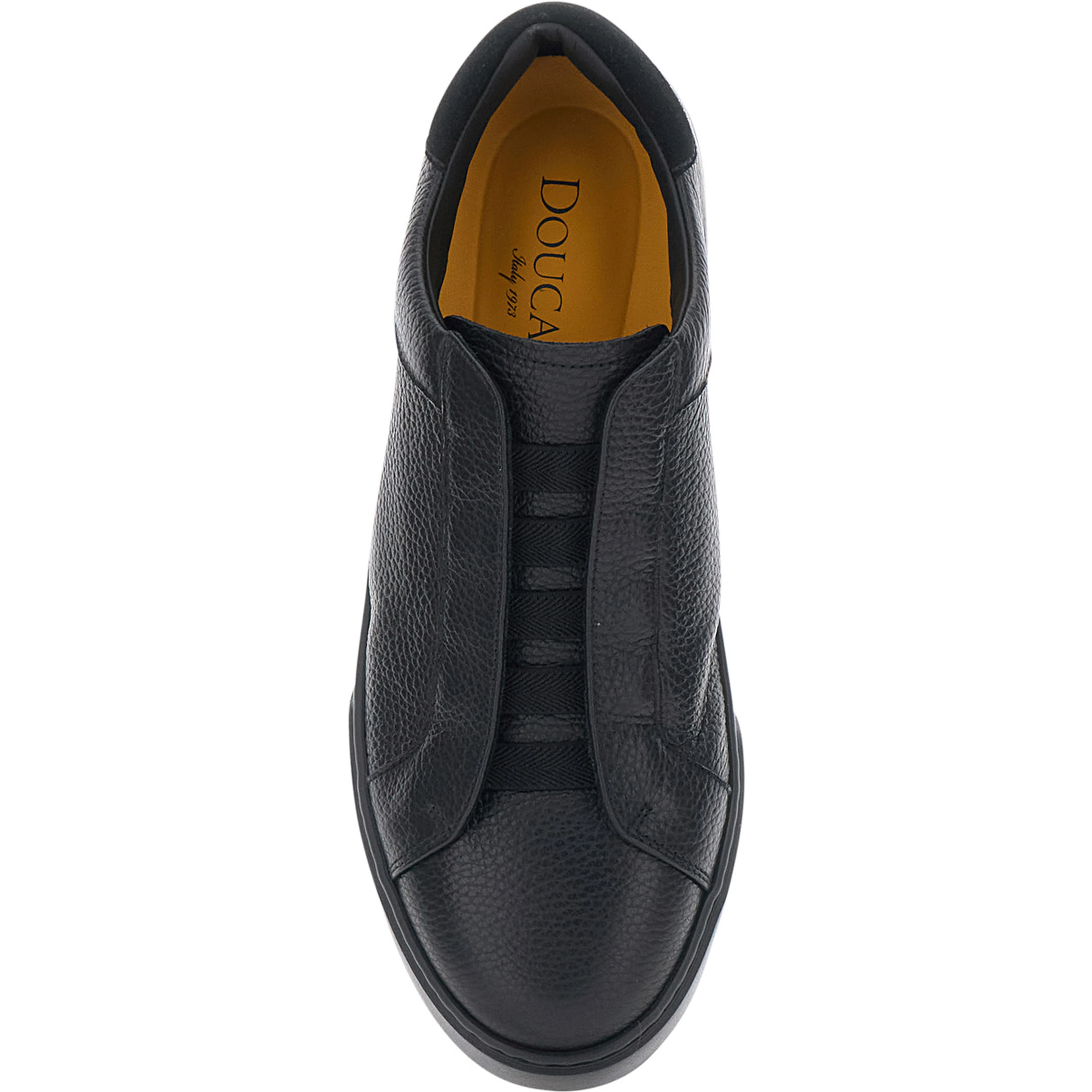 Spencer black Low Top Sneakers with slip-on design in Grained leather for men