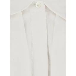 GRACIE White Shirt with pointed collar and stripes on the front in Cotton for women