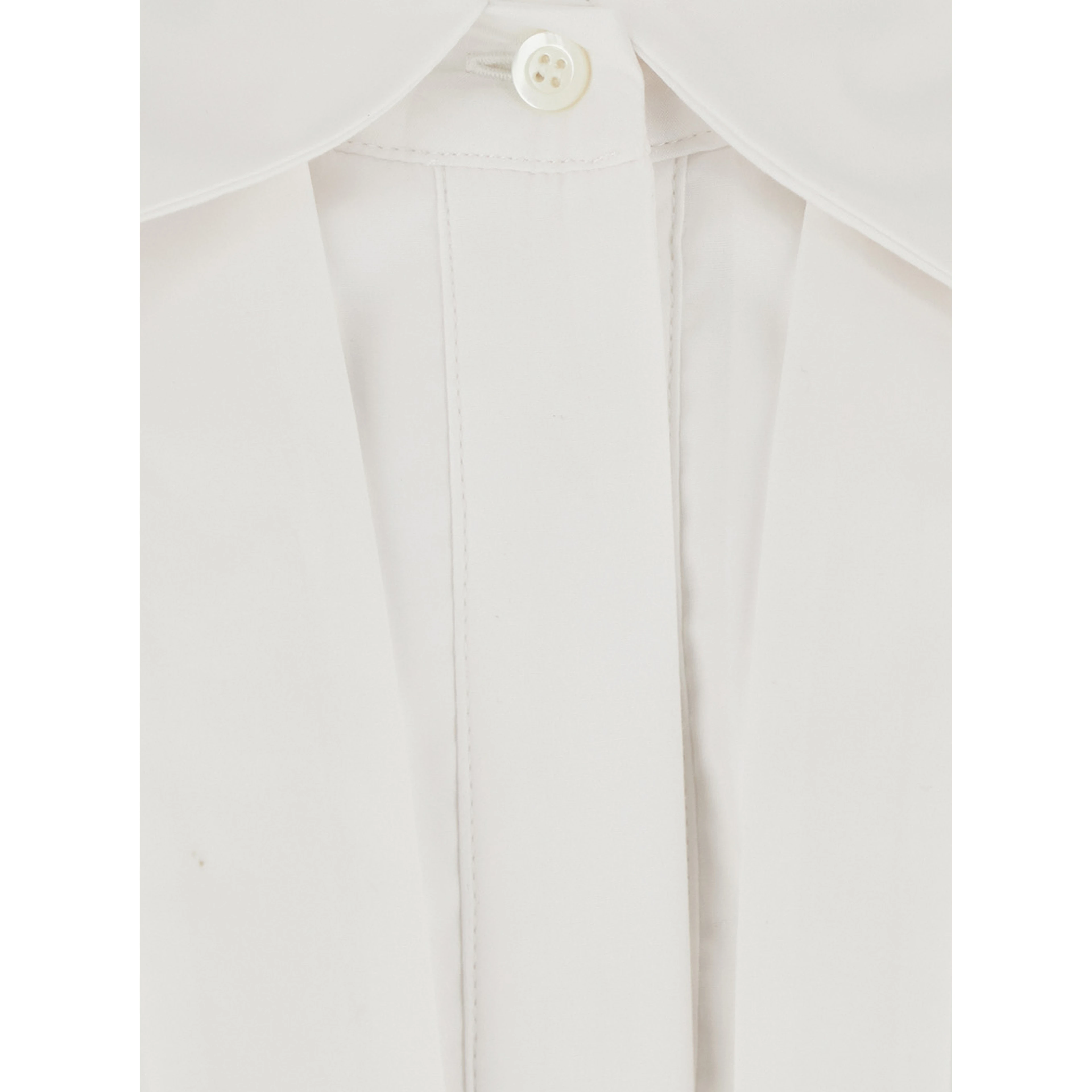 GRACIE White Shirt with pointed collar and stripes on the front in Cotton for women