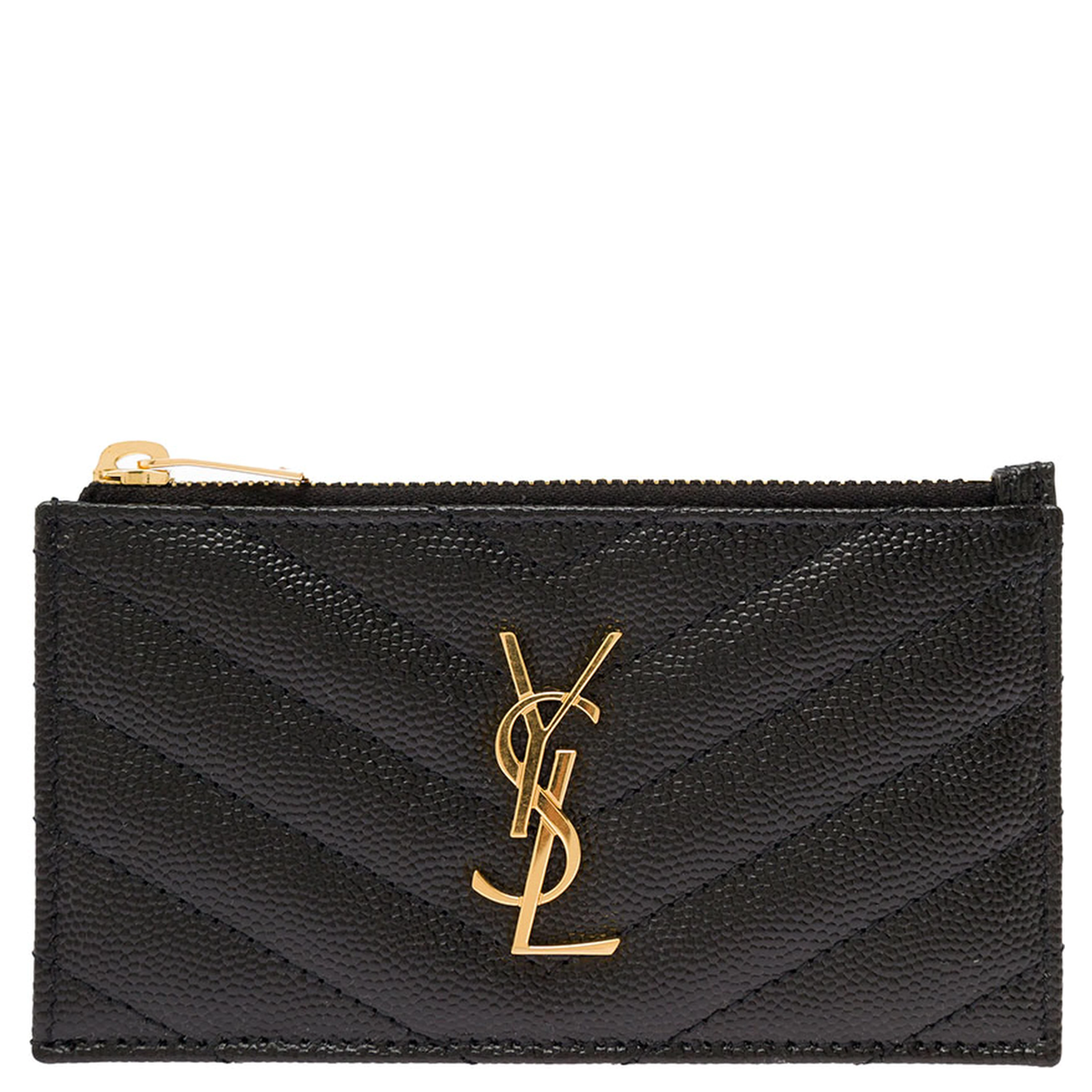 Card holder Cassandre with Zip and Crocodile-embossed Leather Logo Black Woman