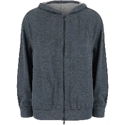 Gray Hooded Sweatshirt in Blend Cotton for Women
