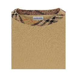 RYAN beige T-shirt with Check motif collar in cotton for men